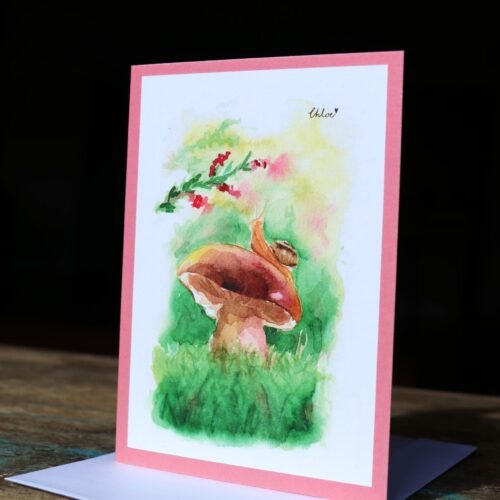 Snail On A Mushroom - Greeting Card
